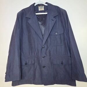 TravelSmith Mens 48R Travel Blazer Jacket Navy Safari Style 4 Pocket Lightweight